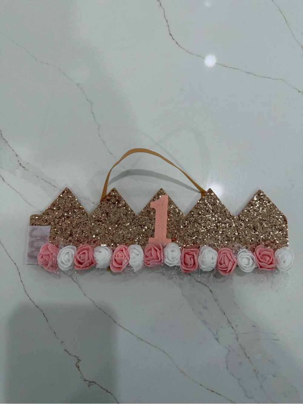 Glitter Rose Gold First Birthday Crown Headband for Kids